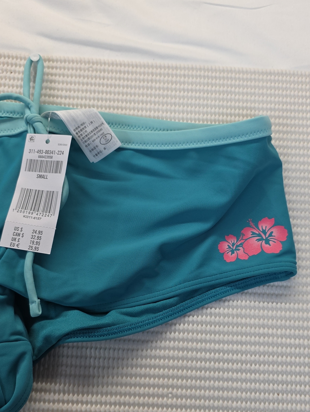 Hollister Teal Bikini Bottoms with Light Teal Trim and Pink Floral Detail Small - Picture 4 of 10